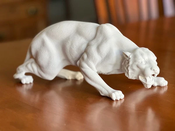 Crouching Panther Marble Statue - Image 3