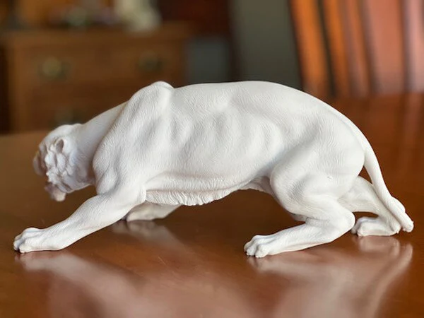 Crouching Panther Marble Statue - Image 7